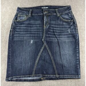 Lane Bryant Denim Skirt Womens 14 Blue Distressed Stretch Jean Skirt